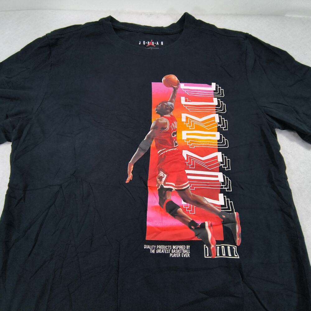 Nike Air Jordan Graphic Crew Neck Short Sleeve Shirt Mens Size Small S Black Red